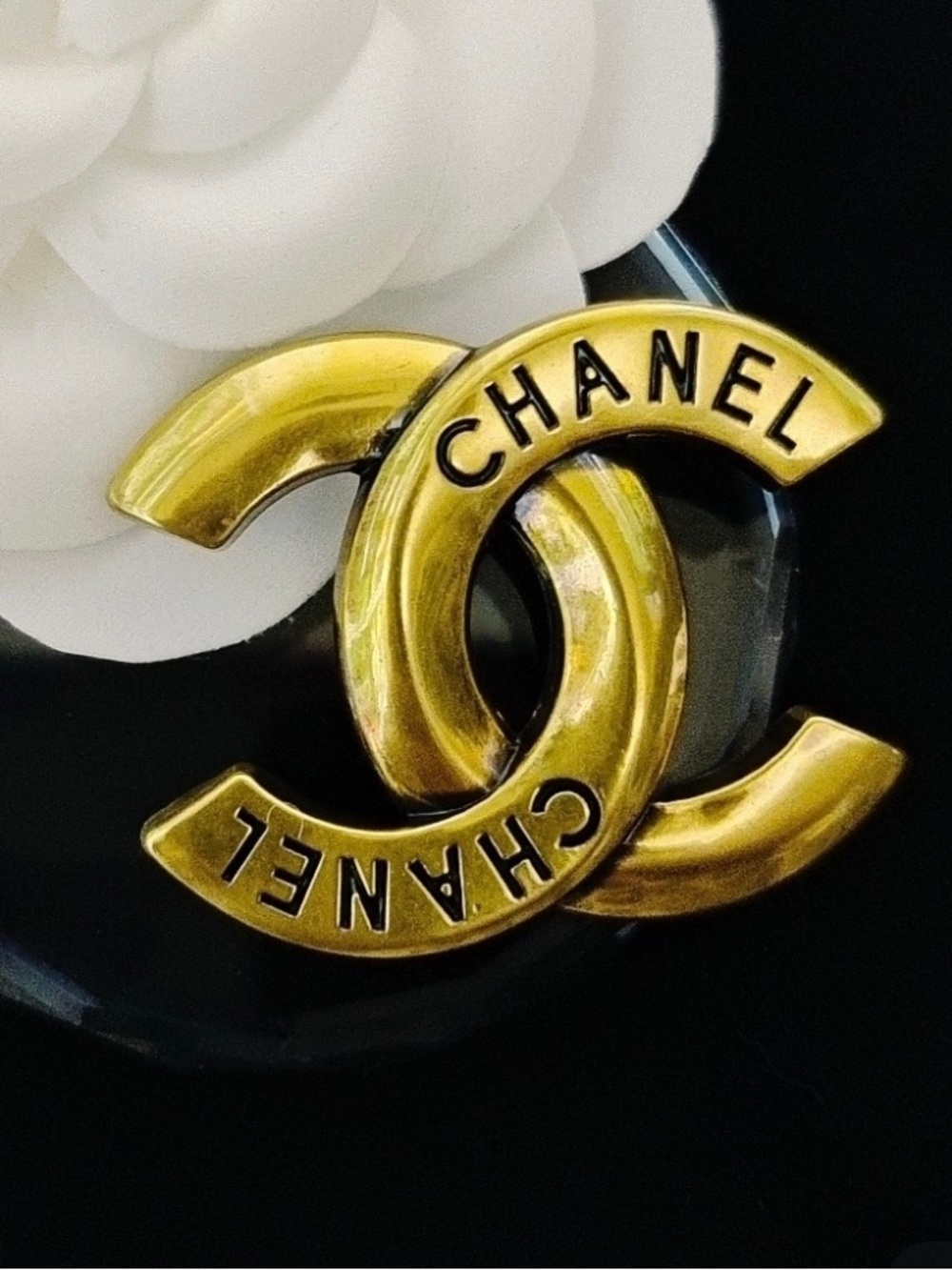 Double C Designer Letter Logo Spell Out Brooch